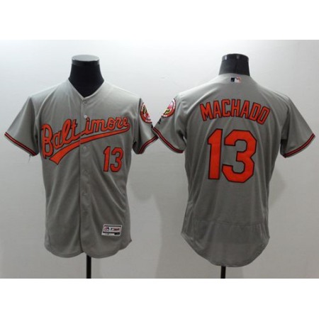 Orioles #13 Manny Machado Grey Flexbase Authentic Collection Stitched MLB Jersey