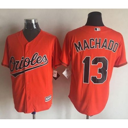Orioles #13 Manny Machado Orange New Cool Base Stitched MLB Jersey