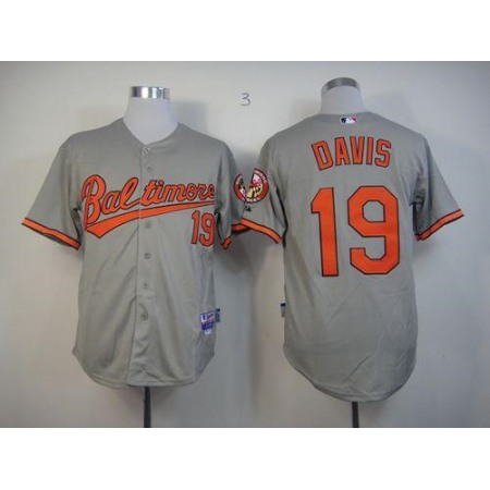 Orioles #19 Chris Davis Grey Cool Base Stitched MLB Jersey
