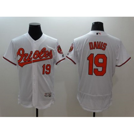 Orioles #19 Chris Davis White Flexbase Authentic Collection Stitched MLB Jersey