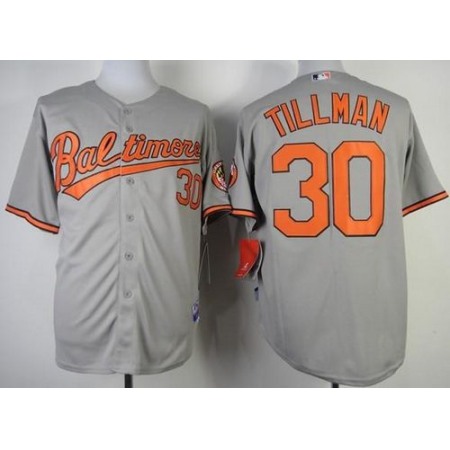 Orioles #30 Chris Tillman Grey Cool Base Stitched MLB Jersey