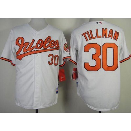 Orioles #30 Chris Tillman White Cool Base Stitched MLB Jersey
