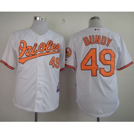 Orioles #49 Dylan Bundy White Cool Base Stitched MLB Jersey