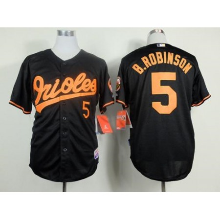 Orioles #5 Brooks Robinson Black Cool Base Stitched MLB Jersey