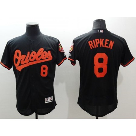 Orioles #8 Cal Ripken Black Flexbase Authentic Collection Stitched MLB Jersey