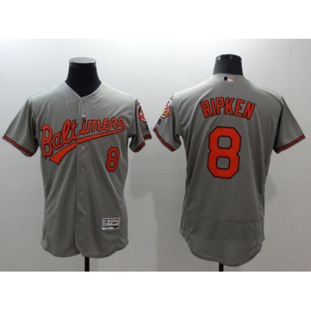 Orioles #8 Cal Ripken Grey Flexbase Authentic Collection Stitched MLB Jersey