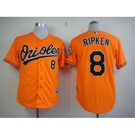 Orioles #8 Cal Ripken Orange Cool Base Stitched MLB Jersey