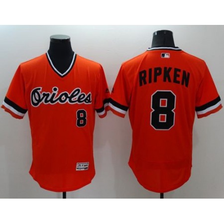 Orioles #8 Cal Ripken Orange Flexbase Authentic Collection Cooperstown Stitched MLB Jersey