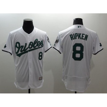 Orioles #8 Cal Ripken White Celtic Flexbase Authentic Collection Stitched MLB Jersey