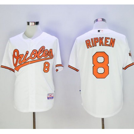 Orioles #8 Cal Ripken White Cool Base Stitched MLB Jersey