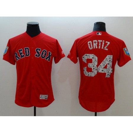 Men's Boston Red Sox #34 David Ortiz White 2018 Spring Training Flexbase Stitched MLB Jersey
