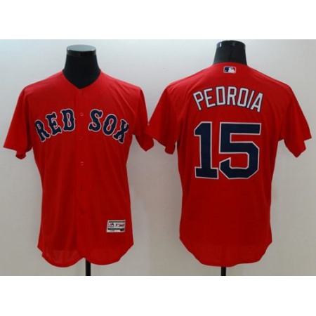 Red Sox #15 Dustin Pedroia Red Flexbase Authentic Collection Stitched MLB Jersey