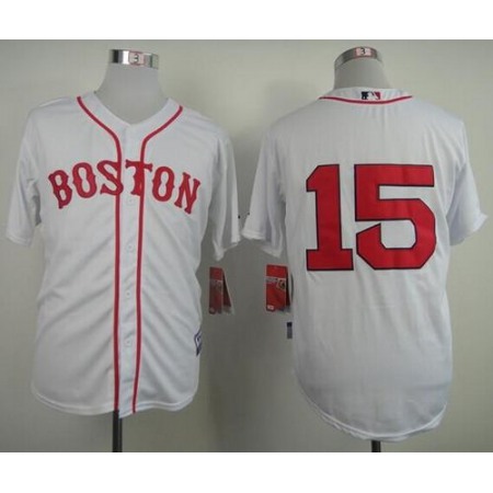 Red Sox #15 Dustin Pedroia Stitched White MLB Jersey