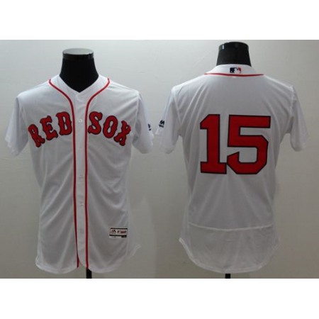 Red Sox #15 Dustin Pedroia White Flexbase Authentic Collection Stitched MLB Jersey