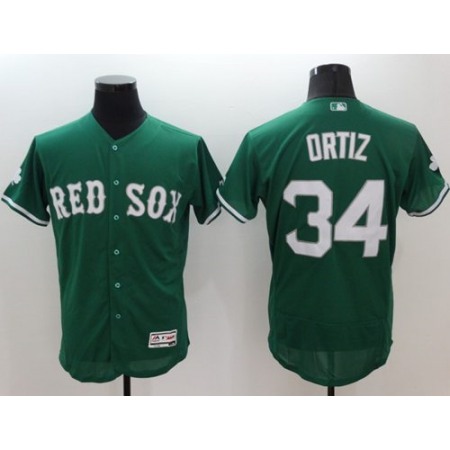 Red Sox #34 David Ortiz Green Celtic Flexbase Authentic Collection Stitched MLB Jersey