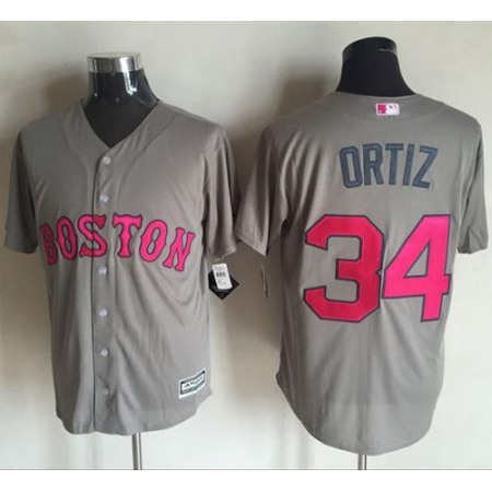Red Sox #34 David Ortiz Grey New Cool Base 2016 Mother's Day Stitched MLB Jersey