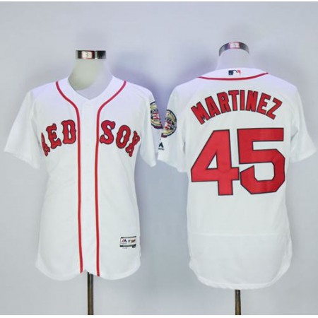 Red Sox #45 Pedro Martinez White Flexbase Authentic Collection Stitched MLB Jersey