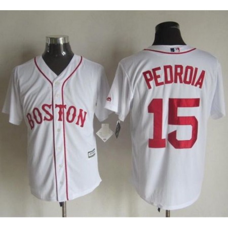Red sox #15 Dustin Pedroia White Alternate Home New Cool Base Stitched MLB Jersey
