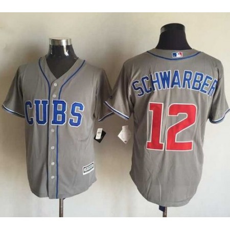 Cubs #12 Kyle Schwarber Grey New Cool Base Stitched MLB Jersey