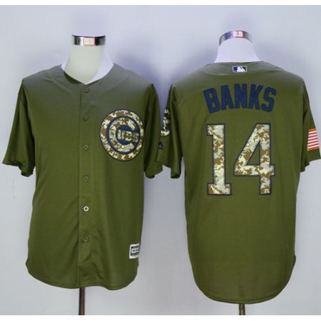 Cubs #14 Ernie Banks Green Camo New Cool Base Stitched MLB Jersey