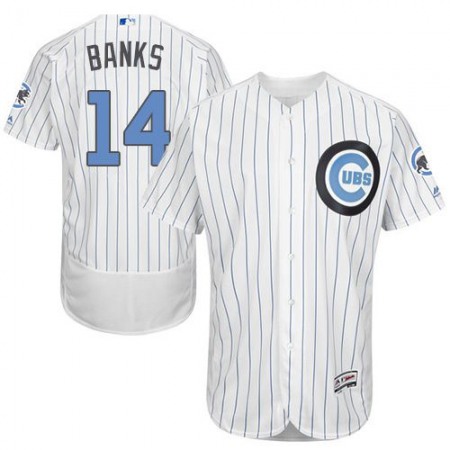 Cubs #14 Ernie Banks White(Blue Strip) Flexbase Authentic Collection 2016 Father's Day Stitched MLB Jersey