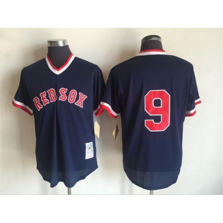 Men's Boston Red Sox #9 Ted Williams Mitchell And Ness Dark Blue 1990 Throwback Stitched MLB Jersey