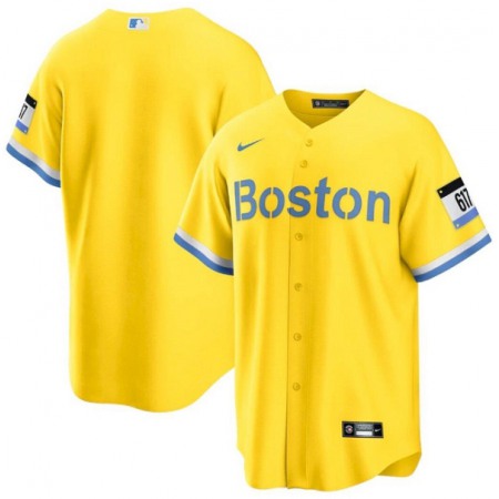 Men's Boston Red Sox Blank Gold 2021 City Connect Stitched MLB Jersey