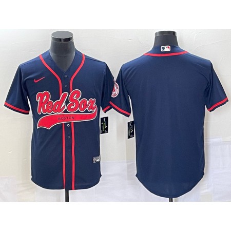 Men's Boston Red Sox Blank Navy Cool Base Stitched Baseball Jersey