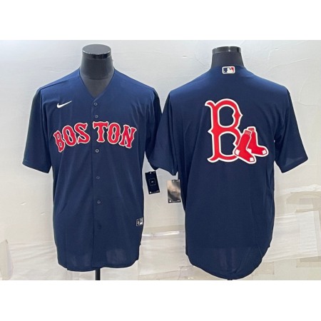 Men's Boston Red Sox Navy Team Big Logo Cool Base Stitched Jersey