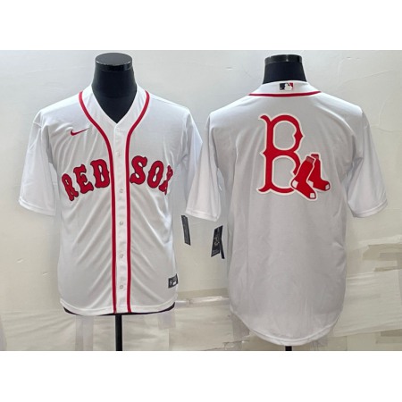 Men's Boston Red Sox White Team Big Logo Cool Base Stitched Jersey