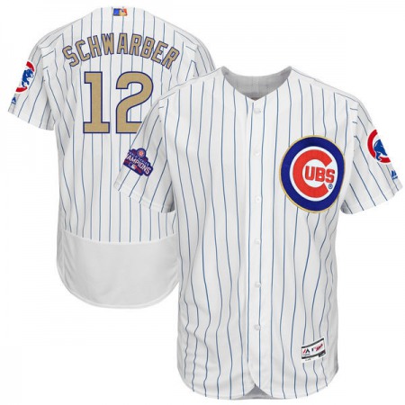 Men's Chicago Cubs #12 Kyle Schwarber Majestic White 2017 Gold Program Flex Base Player Stitched MLB Jersey