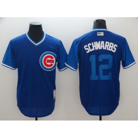 Men's Chicago Cubs #12 Kyle Schwarber Royal "Schwarbs" Players Weekend Authentic Stitched MLB Jersey