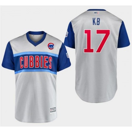 Men's Chicago Cubs #17 Kris Bryant "KB" Majestic Gray 2019 MLB Little League Classic Replica Player Stitched MLB Jersey