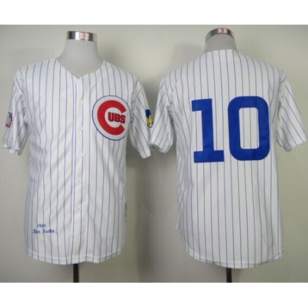 Mitchell and Ness 1969 Cubs #10 Ron Santo White Throwback Stitched MLB Jersey