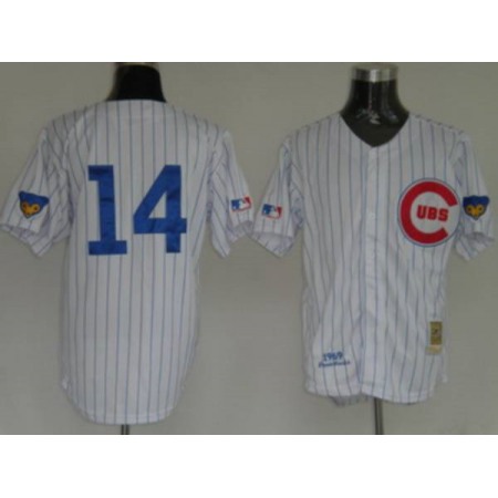 Mitchell and Ness Cubs #14 Ernie Banks Stitched White Throwback MLB Jersey