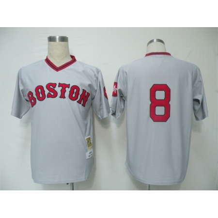 Mitchell and Ness Red Sox #8 Carl Yastrzemski Grey Stitched Throwback MLB Jersey