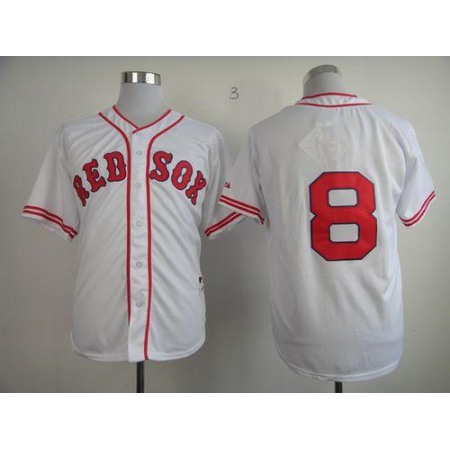 Red Sox #8 Carl Yastrzemski White 1936 Turn Back The Clock Stitched MLB Jersey