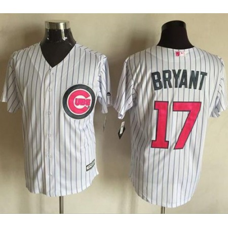 Cubs #17 Kris Bryant White Strip New Cool Base 2016 Mother's Day Stitched MLB Jersey