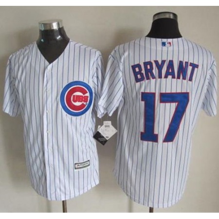 Cubs #17 Kris Bryant White Strip New Cool Base Stitched MLB Jersey