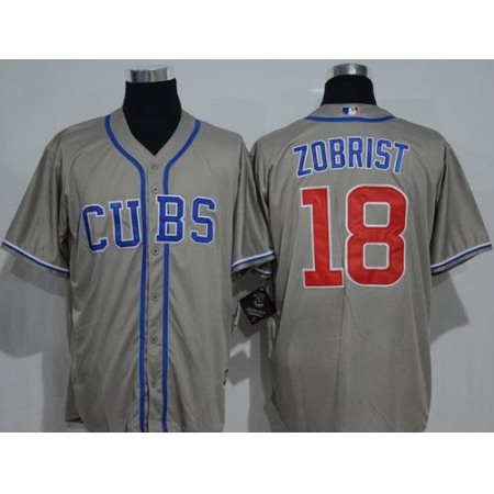 Cubs #18 Ben Zobrist Grey New Cool Base Alternate Road Stitched MLB Jersey