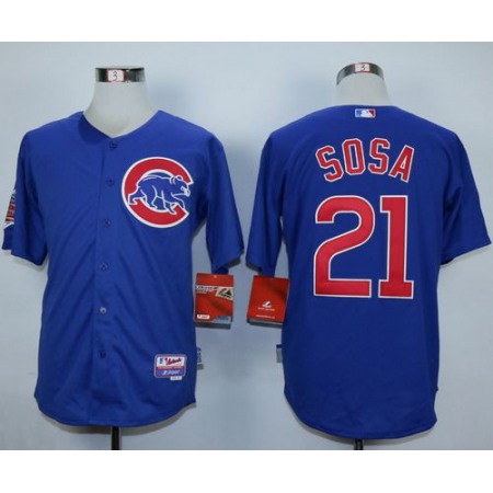 Cubs #21 Sammy Sosa Blue Alternate Cool Base Stitched MLB Jersey