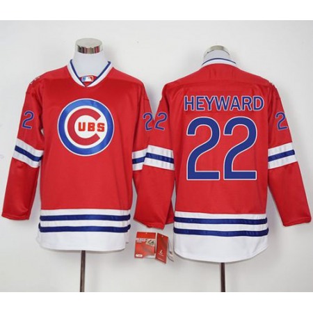 Cubs #22 Jason Heyward Red Long Sleeve Stitched MLB Jersey