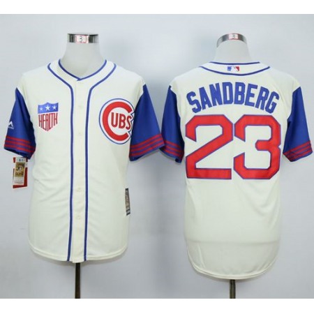 Cubs #23 Ryne Sandberg Cream/Blue 1942 Turn Back The Clock Stitched MLB Jersey