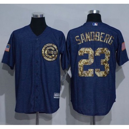Cubs #23 Ryne Sandberg Denim Blue Salute to Service Stitched MLB Jersey