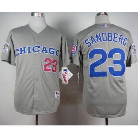 Cubs #23 Ryne Sandberg Grey 1990 Turn Back The Clock Stitched MLB Jersey