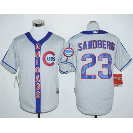 Cubs #23 Ryne Sandberg Grey Cooperstown Stitched MLB Jersey