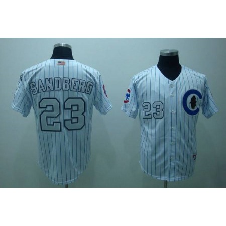 Cubs #23 Ryne Sandberg Stitched 3-Patch White MLB Jersey