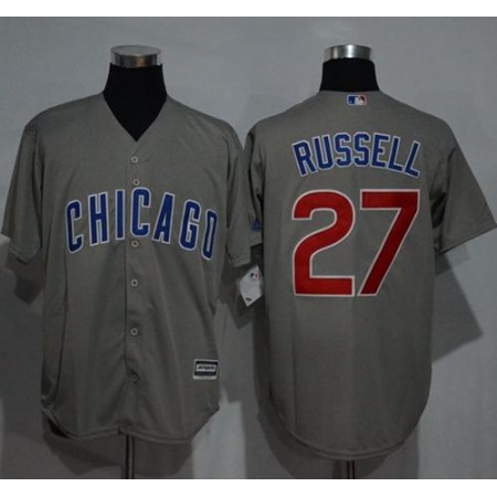 Cubs #27 Addison Russell Grey New Cool Base Stitched MLB Jersey