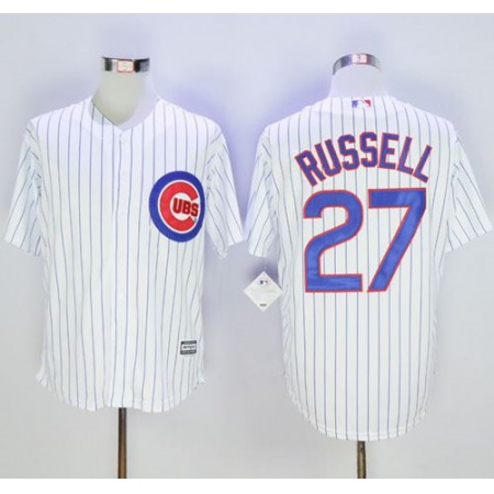 Cubs #27 Addison Russell White Strip New Cool Base Stitched MLB Jersey