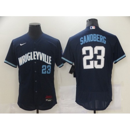 Men's Chicago Cubs #23 Ryne Sandberg 2021 Navy City Connect Stitched Jersey